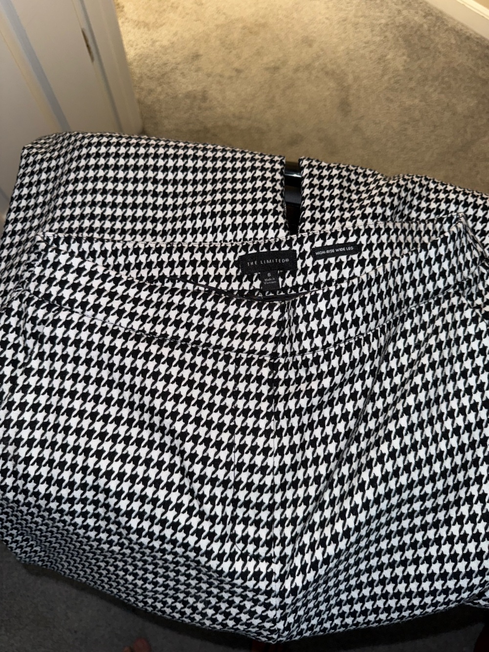 The Limited Black and White Houndstooth Wide Leg Pants (High-Rise)